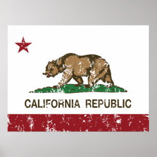 Poster Bandeira do urso da república de Califórnia