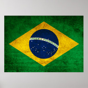 Póster Bandeira do vintage de Brasil