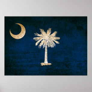 Póster Bandeira do vintage de South Carolina