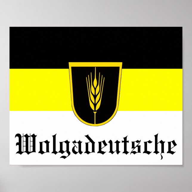 Poster Bandeira do Wolgadeutsche (versão em preto/amarelo (Frente)