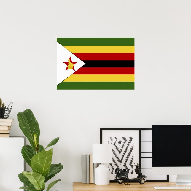 Poster Bandeira do Zimbabué (Escritório em casa)