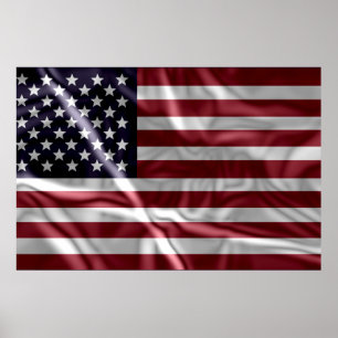 Poster Bandeira dos Estados Unidos, Vintage com Dobras On