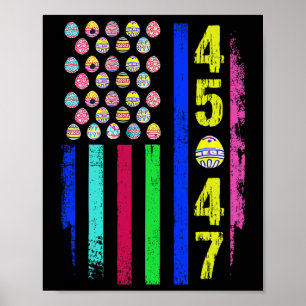 Poster Bandeira Dos Eua Com Ovos Engraçado Trump 45 47 Pá