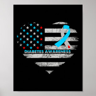 Poster Bandeira dos EUA Conscientização sobre Diabetes Co