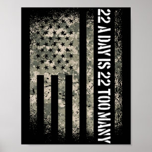 Poster Bandeira dos EUA de Consciência do Veterano 22 por
