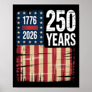 Poster Bandeira dos EUA desgastada comemorando 250 anos d