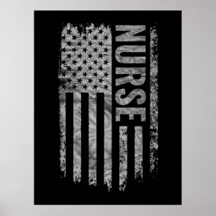 Poster Bandeira dos EUA desgastada para enfermeira