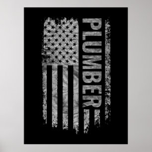 Poster Bandeira dos EUA encanador design desgastado