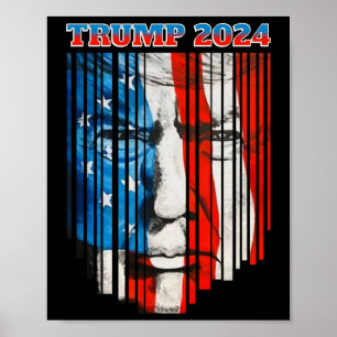 Poster Bandeira dos EUA Face Trump Vintage Donald Trump 4