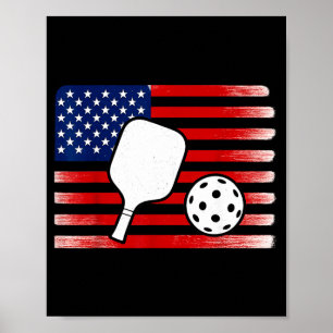 Poster Bandeira dos EUA jogador de pickleball amante de p