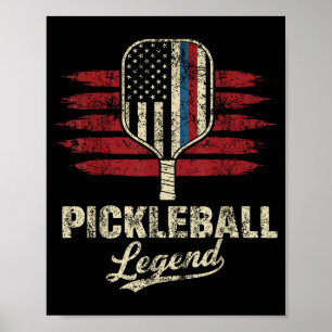 Poster Bandeira dos EUA jogador de pickleball engraçado l