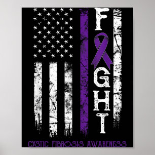 Poster Bandeira dos EUA Lutador contra Fibrose Cística