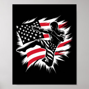 Poster Bandeira dos EUA Mma Artes Marciais Mistas Kickbox