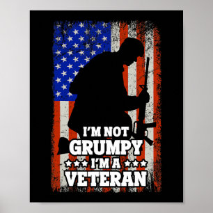 Poster Bandeira dos EUA Não sou Grumpy im a Veteran 116