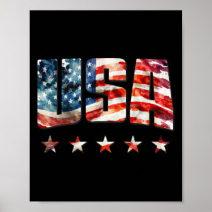 Poster Bandeira dos EUA Patriótica 4 de Julho Bandeira Am