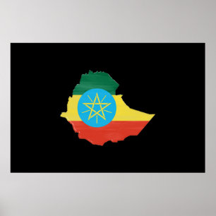 Poster Bandeira e mapa da Etiópia