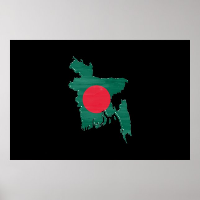 Poster Bandeira e mapa do Bangladesh (Frente)