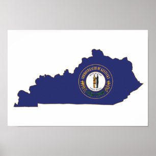 Poster Bandeira e mapa do estado de Kentucky