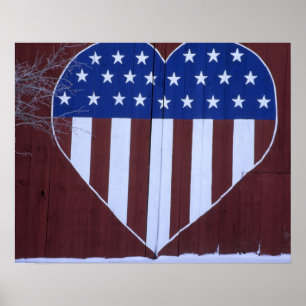 Poster Bandeira em forma de coração pintada em celeiro ap