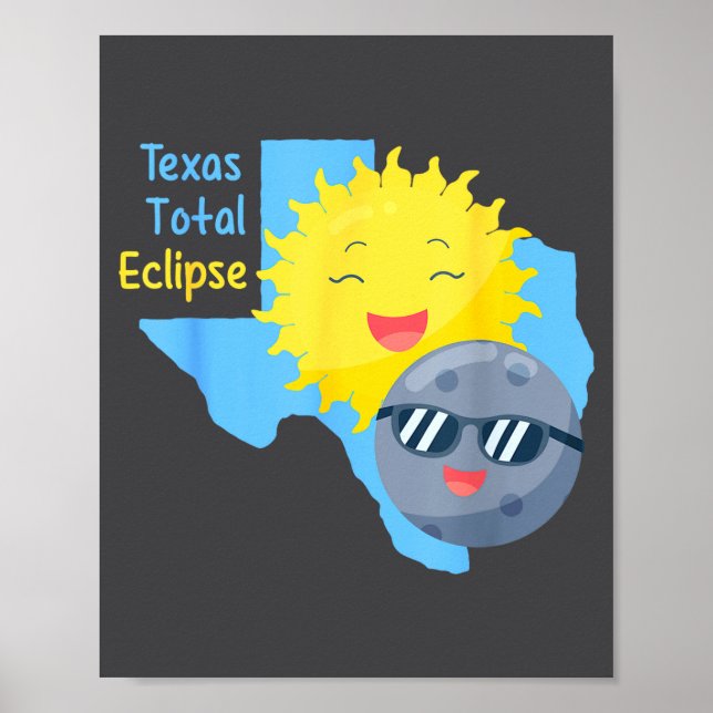 Poster Bandeira engraçada do Texas Eclipse Solar Total (Frente)