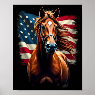 Poster Bandeira Equestrian Horseback Americana