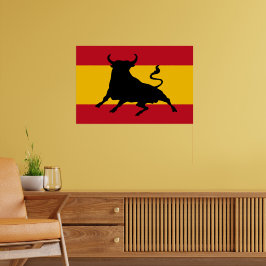 Poster Bandeira espanhola com touro