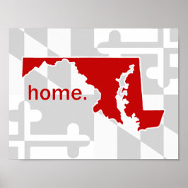 Póster Bandeira/Estado de Maryland pop de cor - vermelho