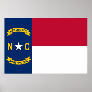 Poster bandeira estadual da Carolina do Norte