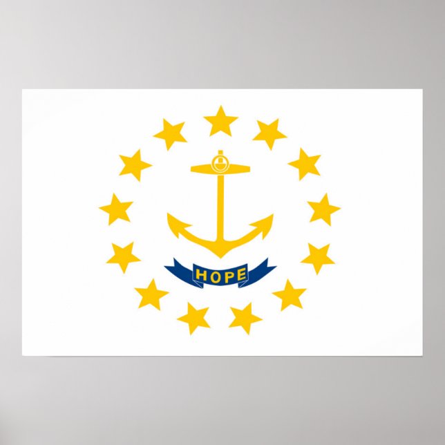 Poster Bandeira estatal de Rhode Island, EUA (Frente)