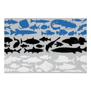 Póster Bandeira Estoniana Feita de Peixe - Design de Pesc