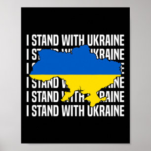 Poster Bandeira EUA Apoio Ucrânia Amor Ucraniano Eu Fico 