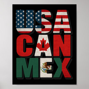 Poster Bandeira EUA Can México Futebol América do Norte T