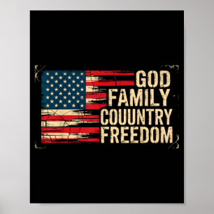 Poster Bandeira EUA Liberdade País Família Deus