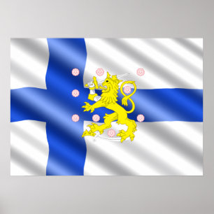 Póster bandeira finlandesa
