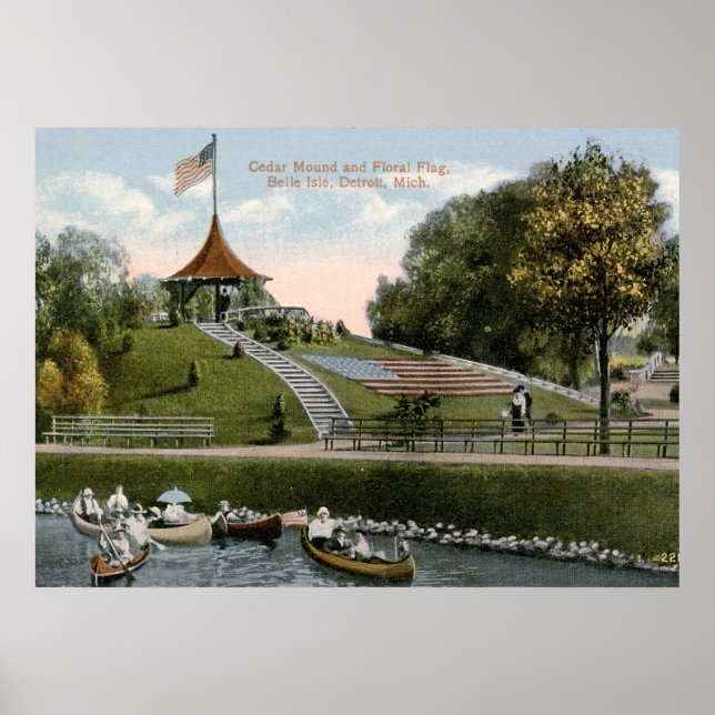 Póster Bandeira Floral, Belle Isle Park, Detroit 1915 Vin (Frente)
