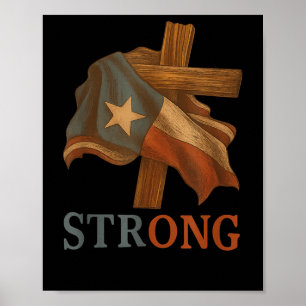 Poster Bandeira Forte do Texas Cruz Cristã Orgulho do Tex