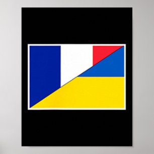 Poster Bandeira França Ucrânia Apoio Francês Ucraniano Ci