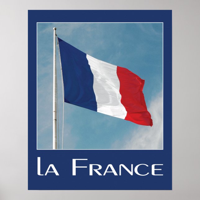 Poster Bandeira francesa Foto com nome la France (Frente)
