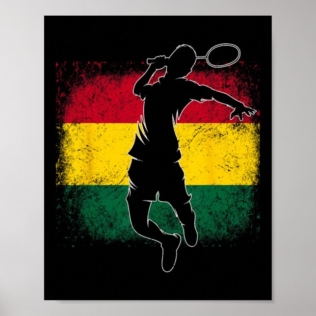Poster Bandeira Gana do Jogador de Badminton (Frente)
