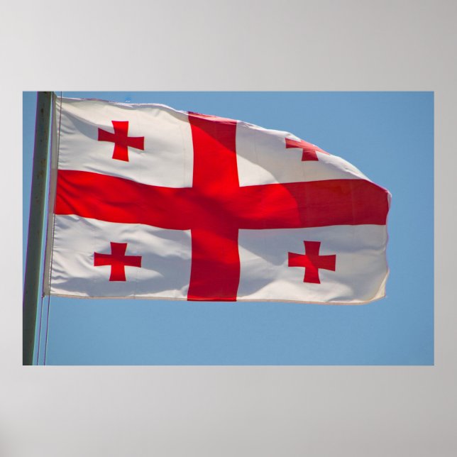 Póster Bandeira Georgiana Ao Vento (Frente)