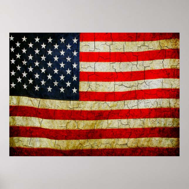 Póster Bandeira Grunge America (Frente)