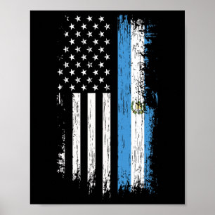 Poster Bandeira Guatemalteca Americana - Orgulho Guatemal