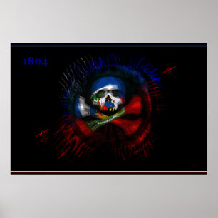 Póster Bandeira haitiana da guerra - DRAPO TOUSSAINT -