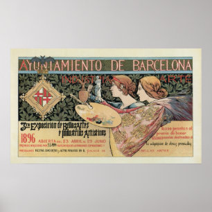 Poster Bandeira horizontal de Barcelona do nouveau da