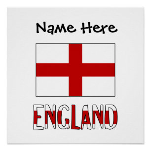 Póster Bandeira Inglesa da Inglaterra Preta Personalizaçã