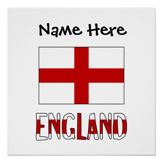 Póster Bandeira Inglesa da Inglaterra Preta Personalizaçã (Frente)