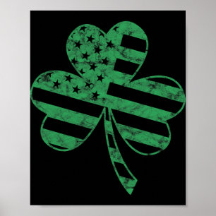 Poster Bandeira Irlandesa Americana Vintage Shamrock St P