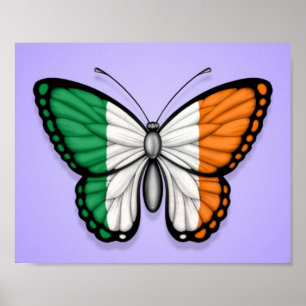 Poster Bandeira irlandesa da borboleta no roxo