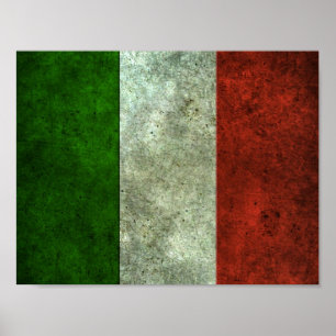 Póster Bandeira italiana efeito de aço envelhecido