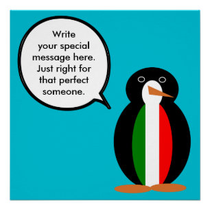 Póster Bandeira Italiana Falando Pinguim